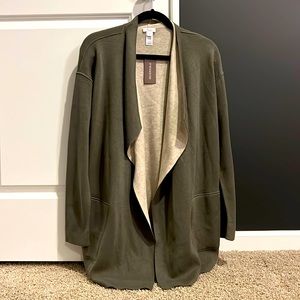 J. Jill Reversible Cardigan Olive Green/Beige, size Small, NWT.